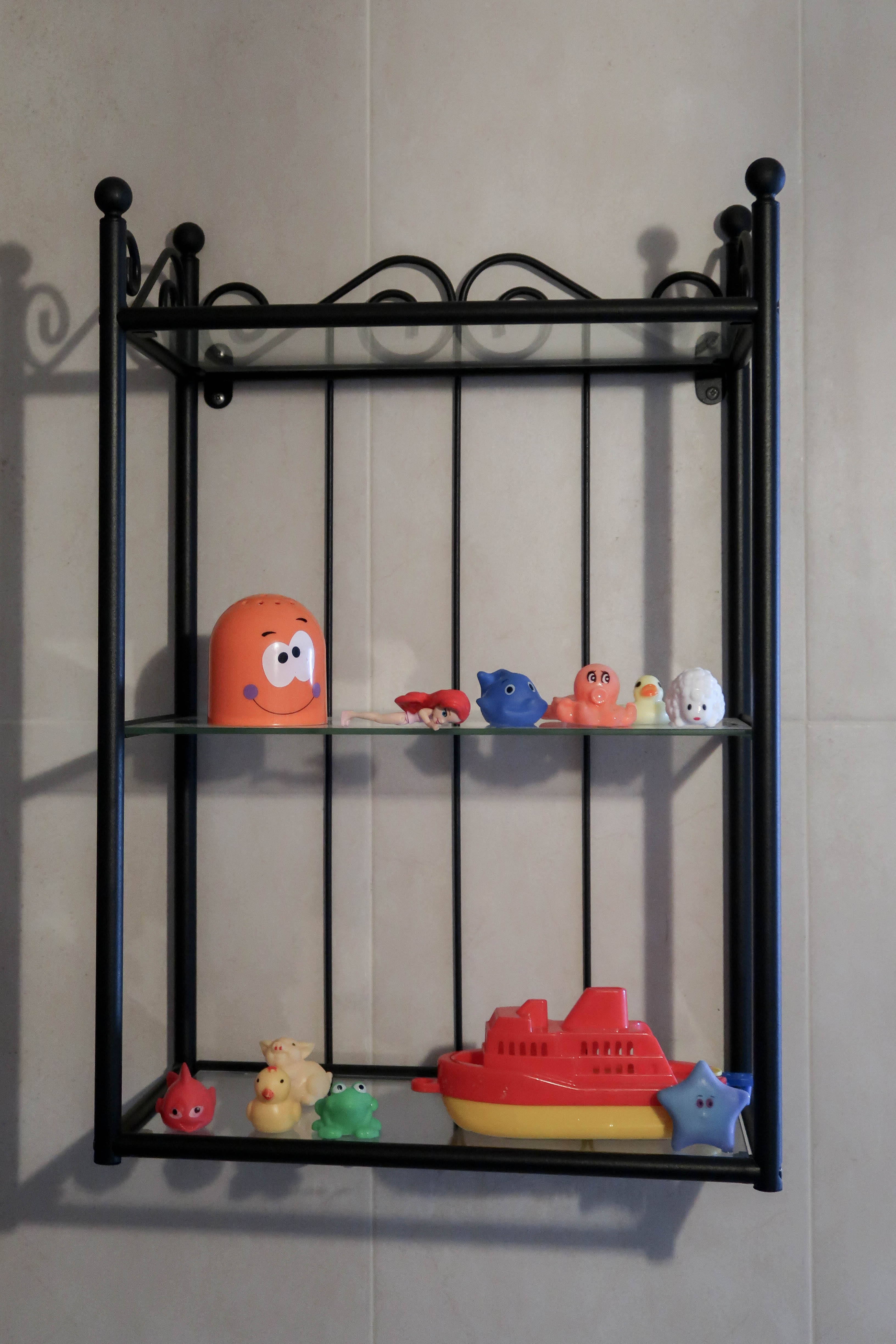 bathroom shelf with toys 3
