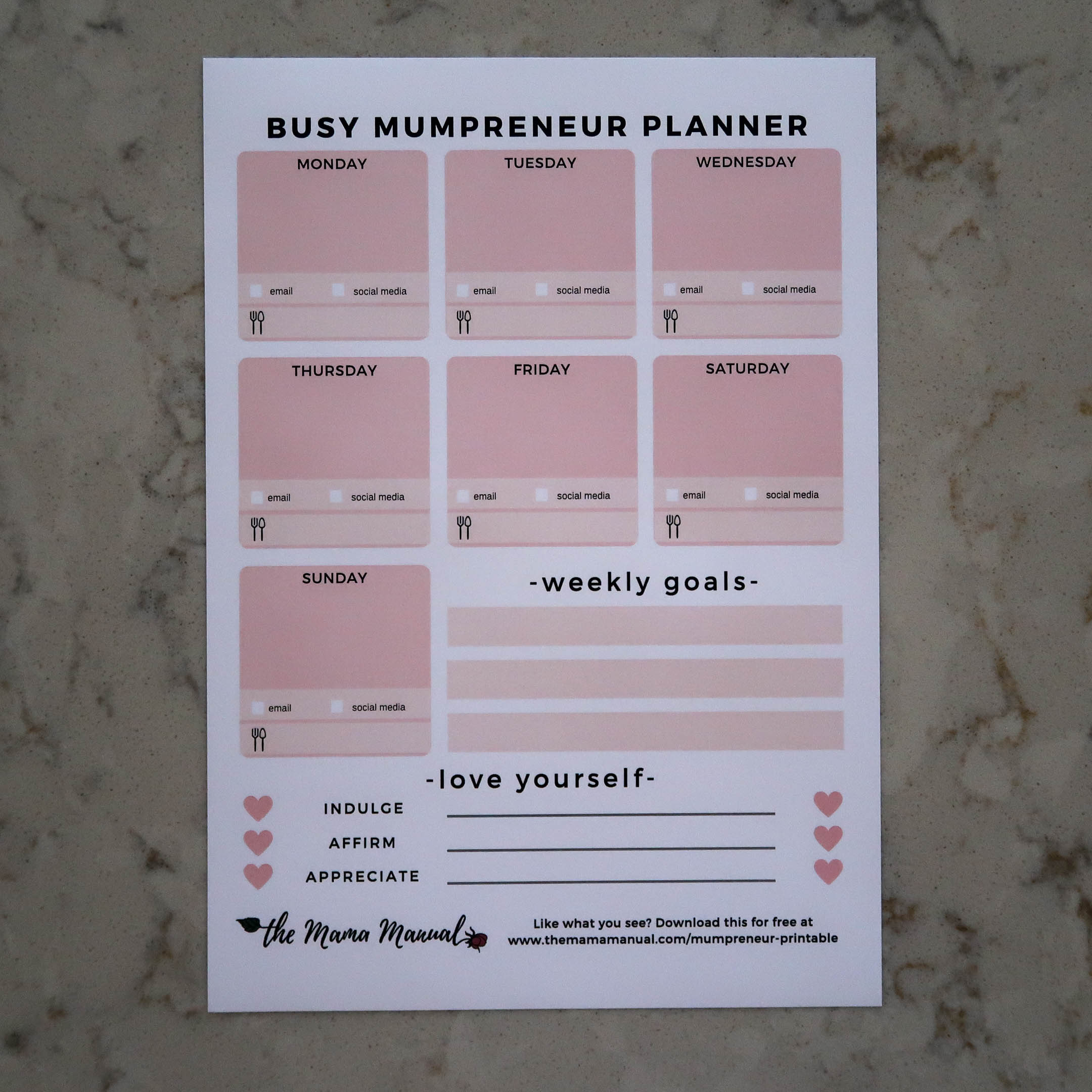 the Mama Manual printable mumpreneur planner
